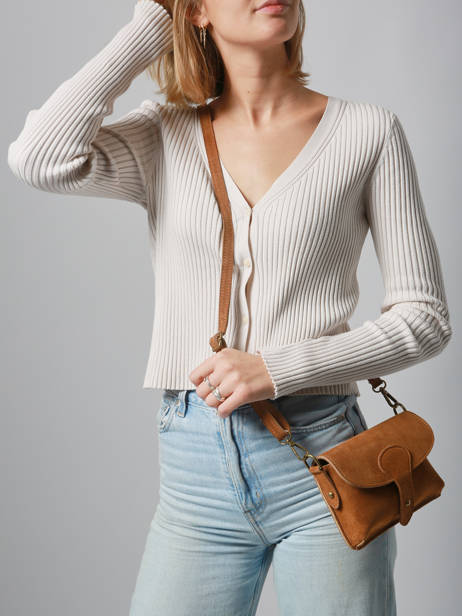 Cross Body Tas Velvet Leder Milano Bruin velvet VE260612 ander zicht 1