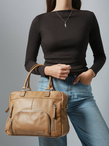 Handtas Vintage Leder Nat et nin Beige vintage MACY ander zicht 1