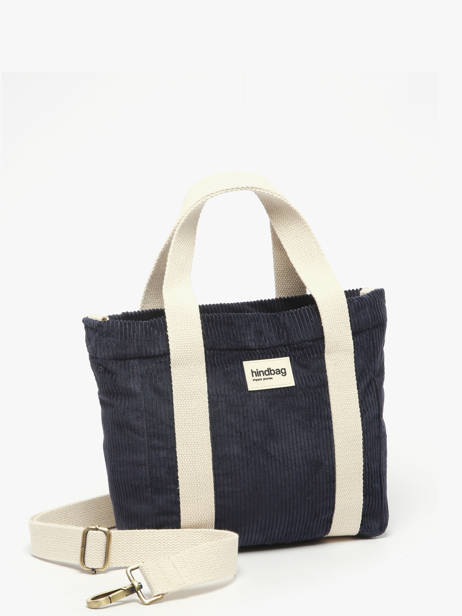 Handtas Velours Ribfluweel Hindbag Blauw velours V ander zicht 2