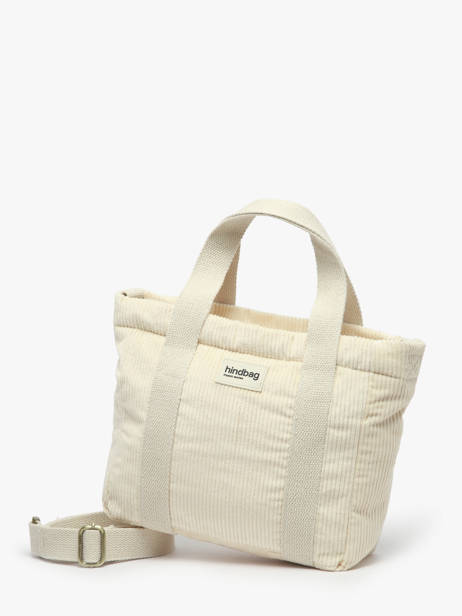 Handtas Velours Ribfluweel Hindbag Beige velours V ander zicht 2