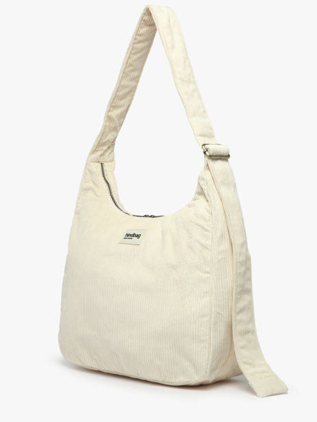 Cross Body Tas Velours Ribfluweel Hindbag Beige velours V ander zicht 1