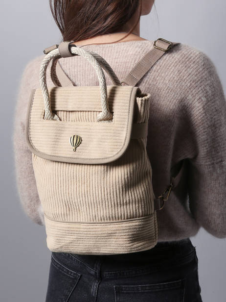 Rugzak Le voyage en panier Bruin velours AHP241 ander zicht 1