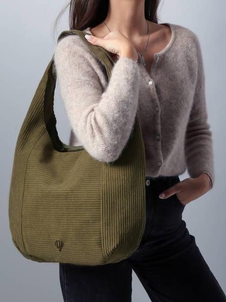 Schoudertas Velours Le voyage en panier Groen velours AHP243 ander zicht 1