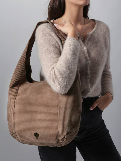 Schoudertas Velours Le voyage en panier Bruin velours AHP243 ander zicht 1