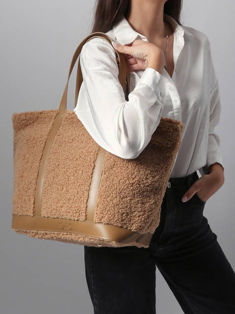 Schoudertas Le Cabas L Shearling En Leder Vanessa bruno Bruin cabas 15V40409 ander zicht 1