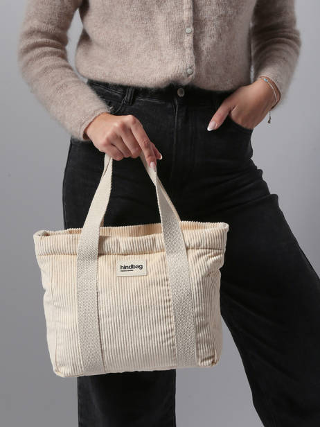 Handtas Velours Ribfluweel Hindbag Beige velours V ander zicht 1