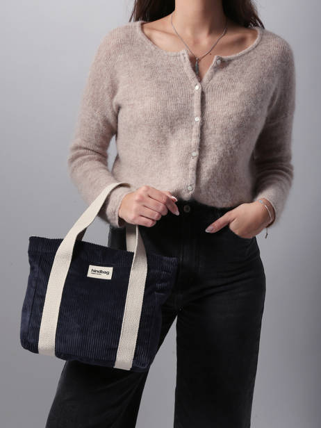 Handtas Velours Ribfluweel Hindbag Blauw velours V ander zicht 1