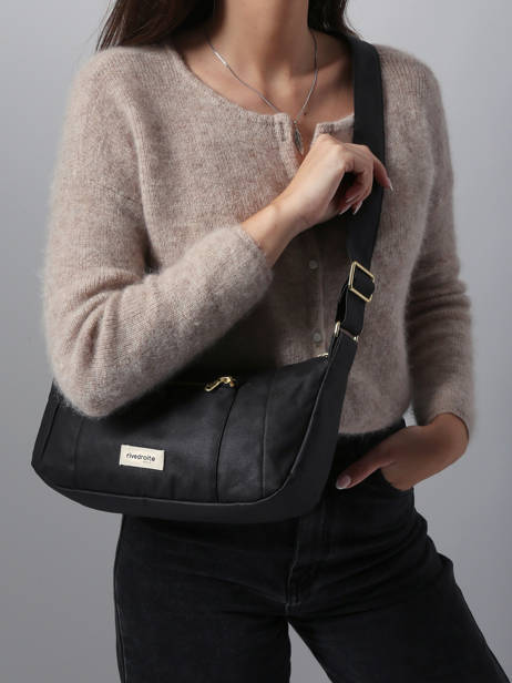 Cross Body Tas Waxed Katoen Rivedroite Zwart waxed CHARIWAX ander zicht 1
