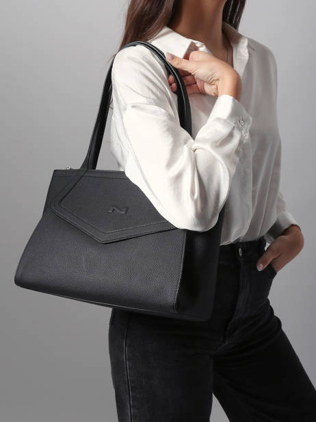 Schoudertas Madeleine Leder Nathan baume Zwart candy 8 ander zicht 1