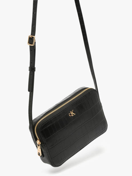 Cross Body Tas Croc Embossed Mono Calvin klein jeans Zwart croc embossed mono 4F3285G ander zicht 1