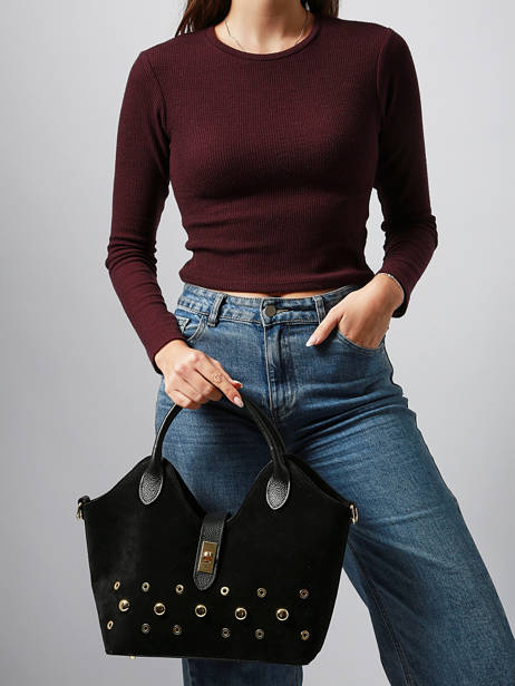 Handtassen Velvet Studs Milano Zwart velvet studs VS25092 ander zicht 1