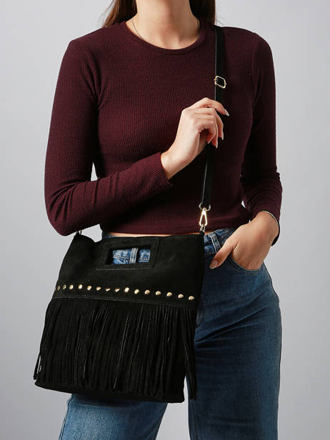 Cross Body Tas Velvet Milano Zwart velvet VE25091 ander zicht 1