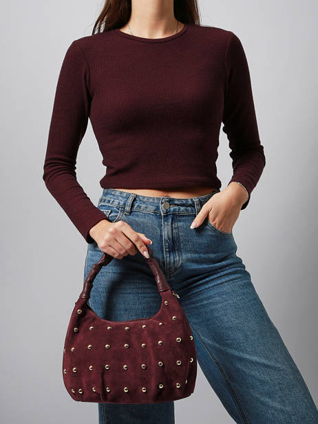 Schoudertas Velvet Studs Milano Rood velvet studs VS25094 ander zicht 1