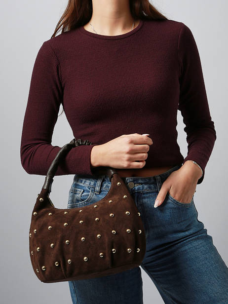 Schoudertas Velvet Studs Milano Bruin velvet studs VS25094 ander zicht 1