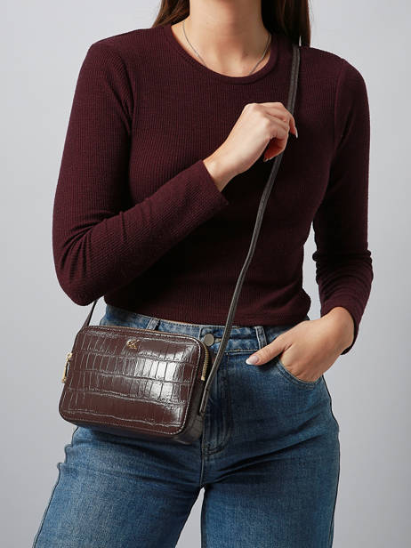 Cross Body Tas Croc Embossed Mono Calvin klein jeans Bruin croc embossed mono 4F3285G ander zicht 1
