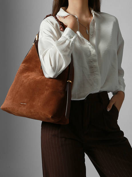 Schoudertas L Jess In Suède Leder Vanessa bruno Bruin jess 29V40917 ander zicht 1