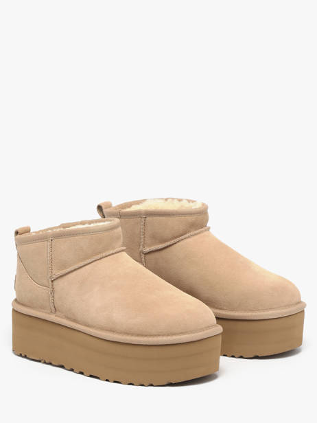 Boots Classic Ultra Mini Platform Uit Leder Ugg Beige women 1135092 ander zicht 2