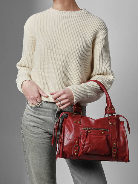 Handtas Spazzolato Leder Milano Rood spazzolato SP24094 ander zicht 1