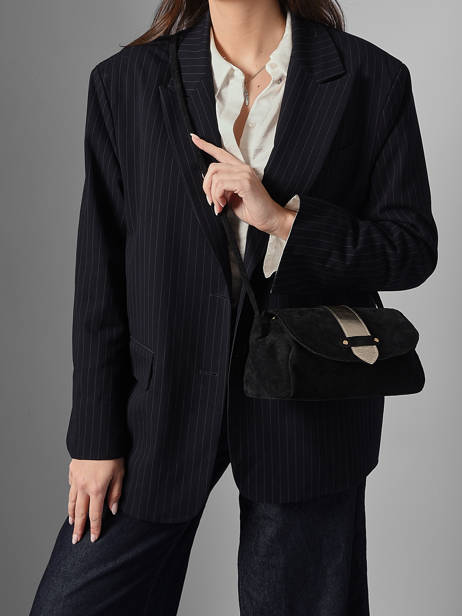 Cross Body Tas M Agnes Rundsleer Met Suède Finish Etrier Zwart agnes EAGV205M ander zicht 2