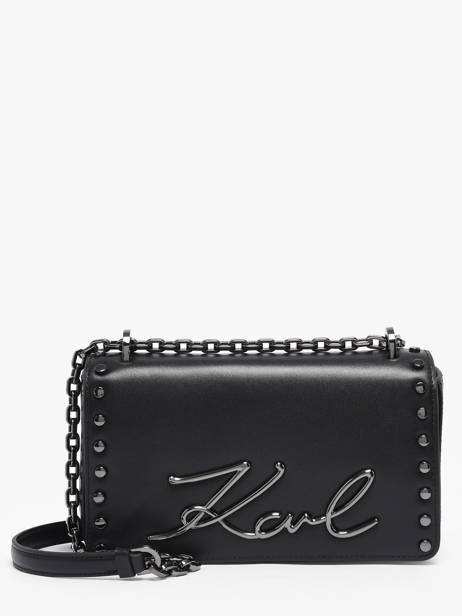 Cross Body Tas K Signature Leder Karl lagerfeld Zwart k signature B1W30049