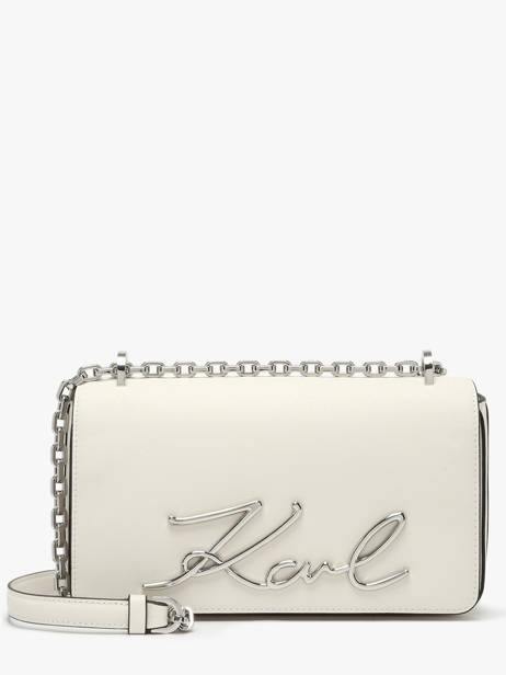 Cross Body Tas K Signature Leder Karl lagerfeld Wit k signature B1W30046