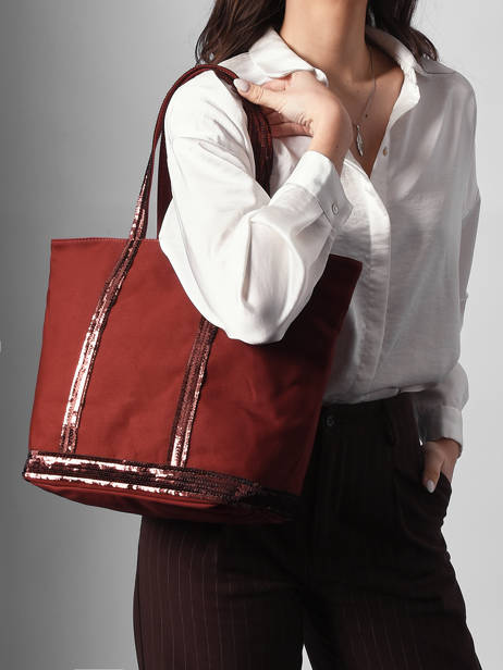 Handtas Cabas Katoen Vanessa bruno Rood cabas 1V40378 ander zicht 1