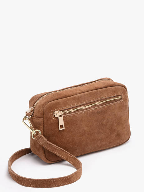Cross Body Tas Velvet Leder Milano Bruin velvet VE25115 ander zicht 2