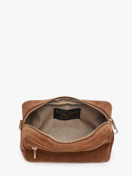 Cross Body Tas Velvet Leder Milano Bruin velvet VE25115 ander zicht 3