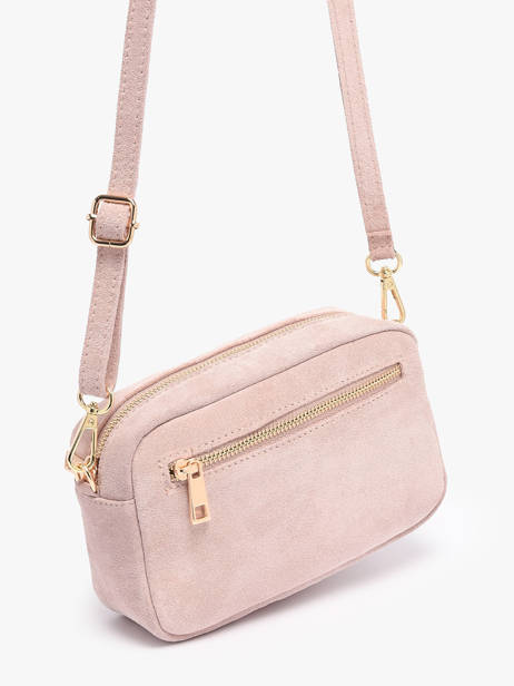 Cross Body Tas Velvet Leder Milano Roze velvet VE25115 ander zicht 2