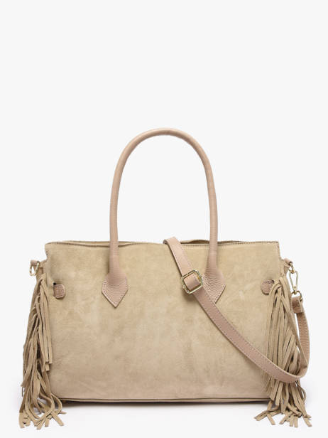 Schoudertas Velvet Leder Milano Beige velvet VE25114 ander zicht 4