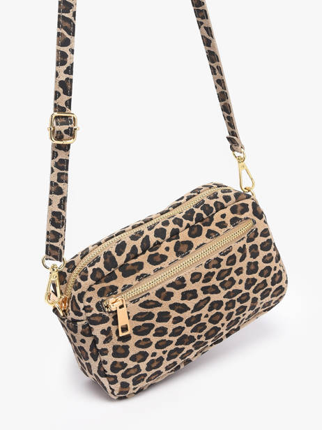 Cross Body Tas Velvet Leopardo Leder Milano Beige velvet leopardo VL25115 ander zicht 1