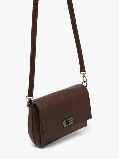 Cross Body Tas Caviar Leder Milano Bruin caviar CA24061 ander zicht 2