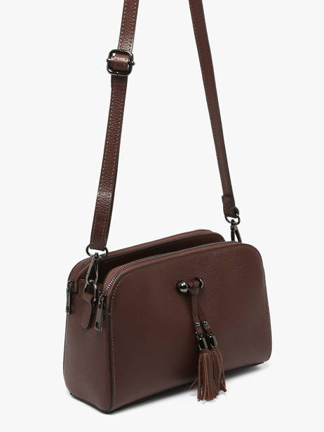 Cross Body Tas Caviar Leder Milano Bruin caviar CA21101 ander zicht 2