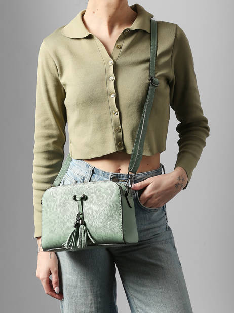 Cross Body Tas Caviar Leder Milano Groen caviar CA21101 ander zicht 2