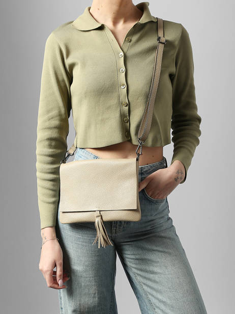 Cross Body Tas Caviar Leder Milano Beige caviar CA22112 ander zicht 1