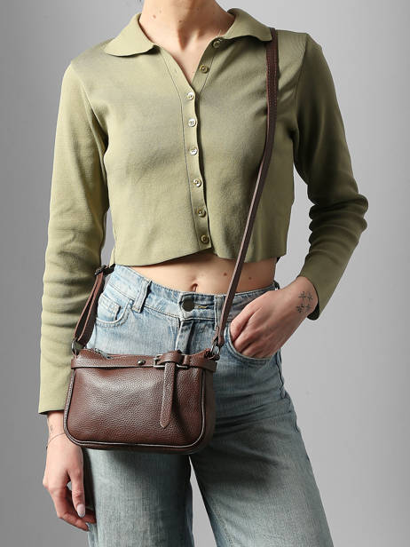 Cross Body Tas Caviar Leder Milano Bruin caviar G1421N ander zicht 1