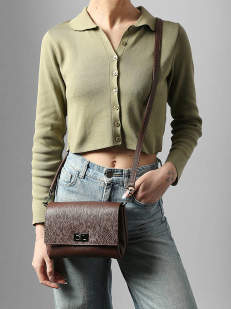 Cross Body Tas Caviar Leder Milano Bruin caviar CA24061 ander zicht 1