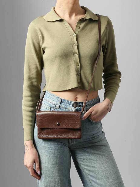 Cross Body Tas Caviar Leder Milano Bruin caviar CA23067 ander zicht 1