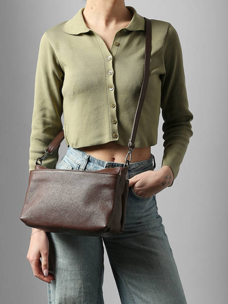 Cross Body Tas Caviar Leder Milano Bruin caviar CA25066 ander zicht 1