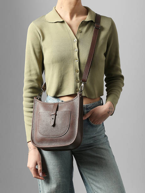Cross Body Tas Caviar Leder Milano Bruin caviar CA25067 ander zicht 1