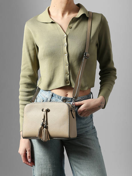 Cross Body Tas Caviar Leder Milano Beige caviar CA21101 ander zicht 1