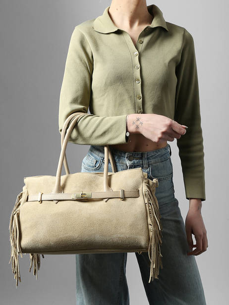 Schoudertas Velvet Leder Milano Beige velvet VE25114 ander zicht 1