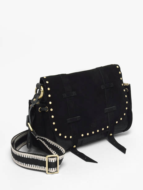 Cross Body Tas Vintage Leder Mila louise Zwart vintage 3861XVC ander zicht 1