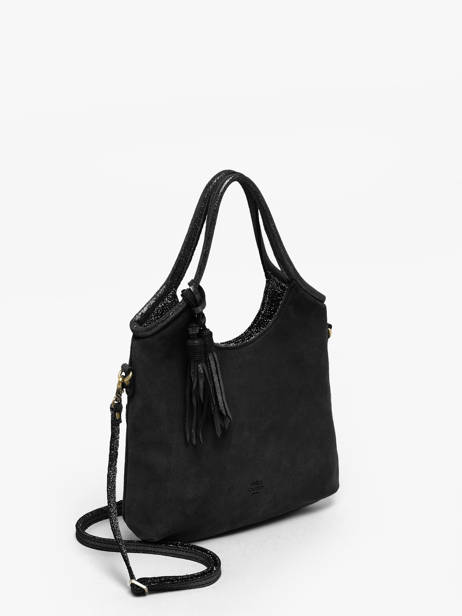 Cross Body Tas Vintage Leder Mila louise Zwart vintage 23059V ander zicht 1