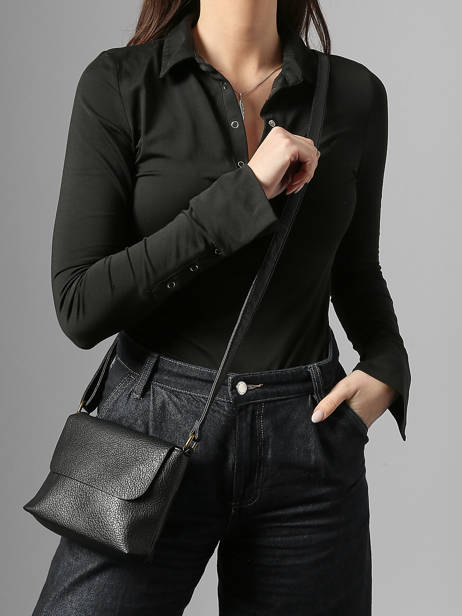 Cross Body Tas Soft Mandoline Zwart soft MD1309 ander zicht 1