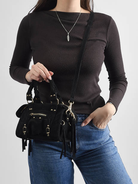 Cross Body Tas Velvet Leder Milano Zwart velvet VE24092O ander zicht 1