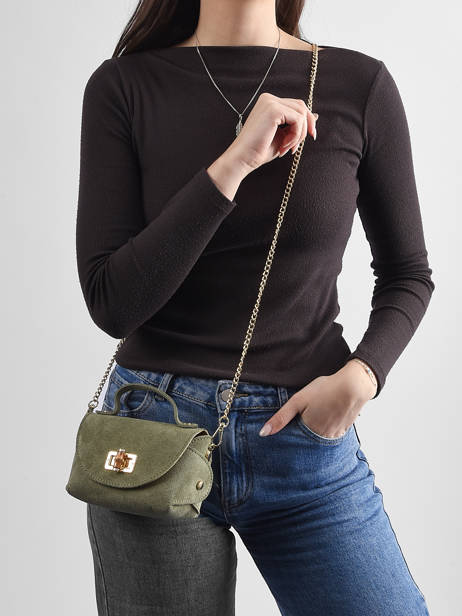 Cross Body Tas Velvet Leder Milano Groen velvet VE24117 ander zicht 1