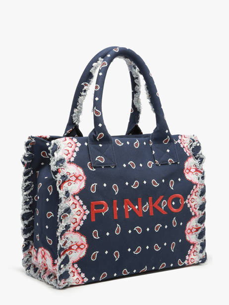 Handtas Logo Shopper Katoen Pinko Blauw logo shopper 6673A3B7 ander zicht 1
