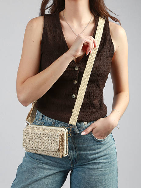Portefeuille /cross Body Miniprix Beige raphia 1460 ander zicht 1