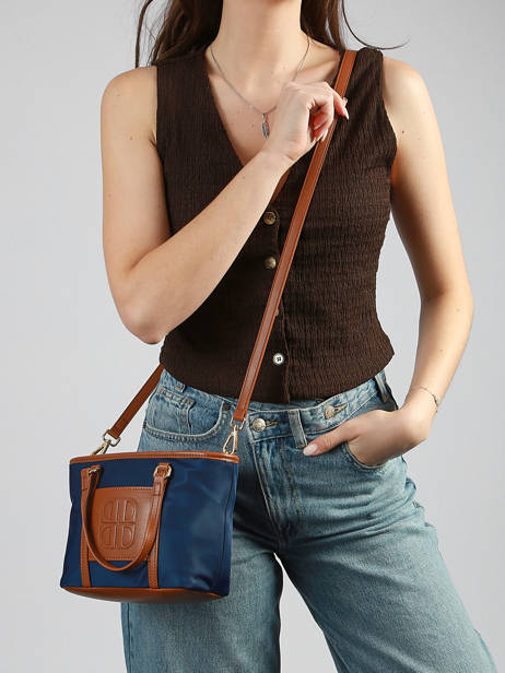 Handtas Fran Nylon Laurent david Blauw ld bags 54 ander zicht 1